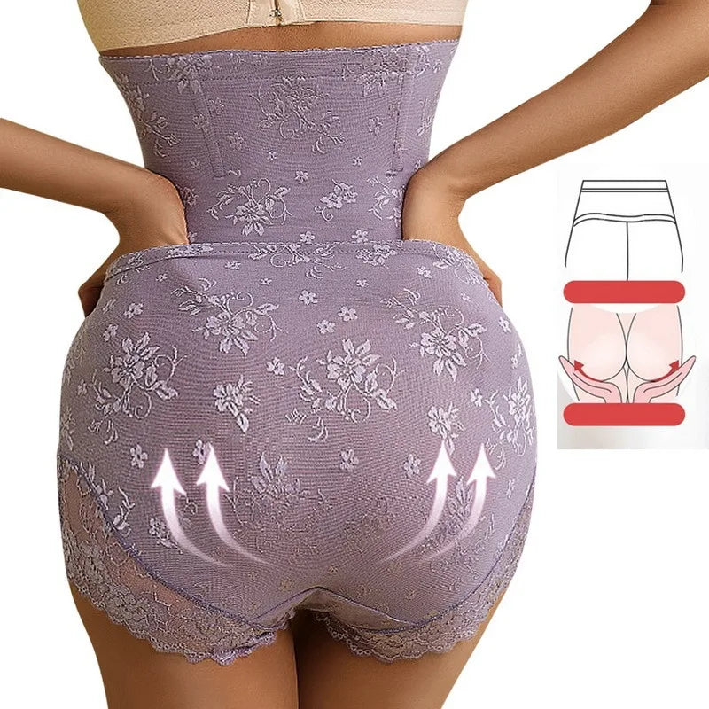 Women High Waist Lace Abdominal Pants Postpartum Tummy Control Panties Slimming Hip Lifting Body Shaper Waist Trainer Shapewear