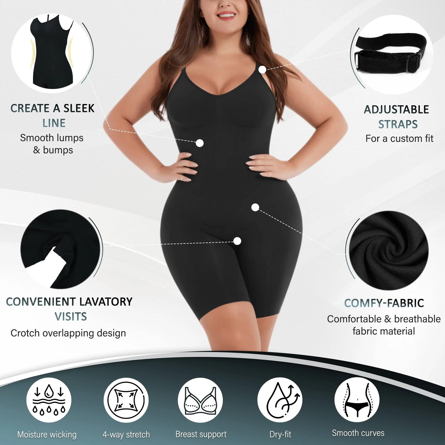 Seamless Shapewear for Women Tummy Control Waist Trainer Bodysuit Full Body Shaper Slim Low Back Body Shaper Backless Jumpsuit